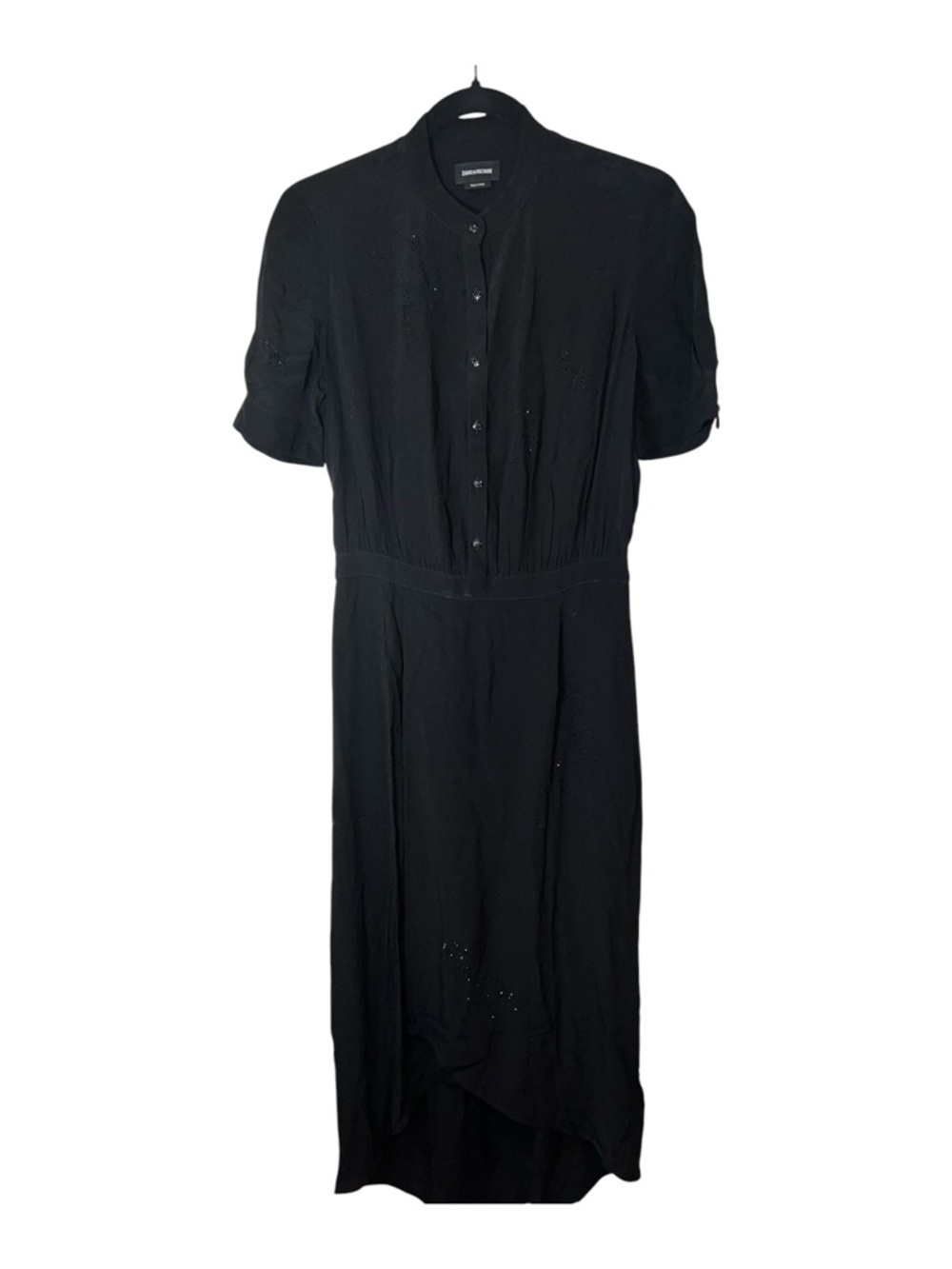 Zadig & Voltaire Rimaz Soft Strass Faux Wrap Shirt Dress Black Sz S NWT - Picture 5 of 13